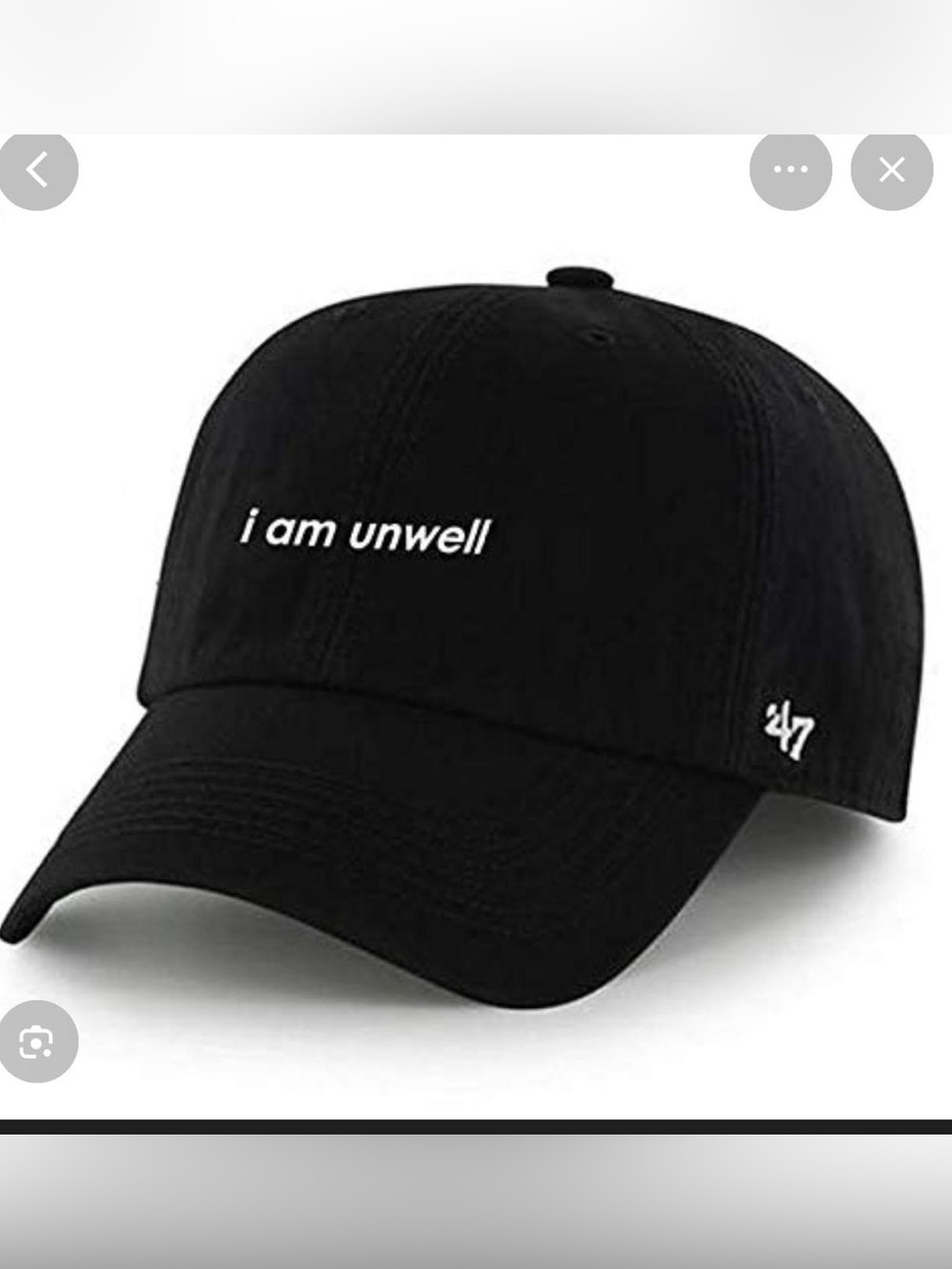 47 Black "i am unwell" Embroidered Dad Hat - call her daddy Barstool